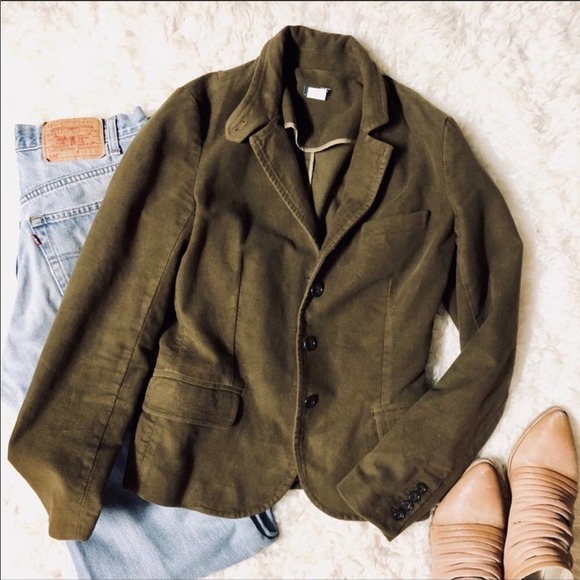 J CREW Chocolate Olive Brown Button Down Felt Riding Jacket Blazer S Houndstooth - Picture 4 of 7